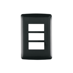 Placa de 3 módulos, negra, Línea Italiana, VOLTECK