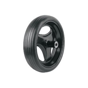 Llanta completa hule sólido 13-1/2", incluye eje y baleros