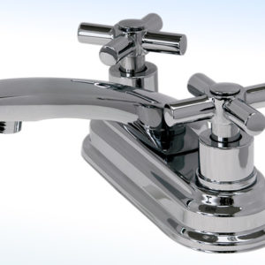 MEZCLADORA PARA LAVABO 4” CIERRE DE 90°