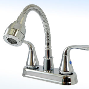 MEZCLADORA PARA LAVABO 4” CIERRE DE 90° PICO FLEXIBLE